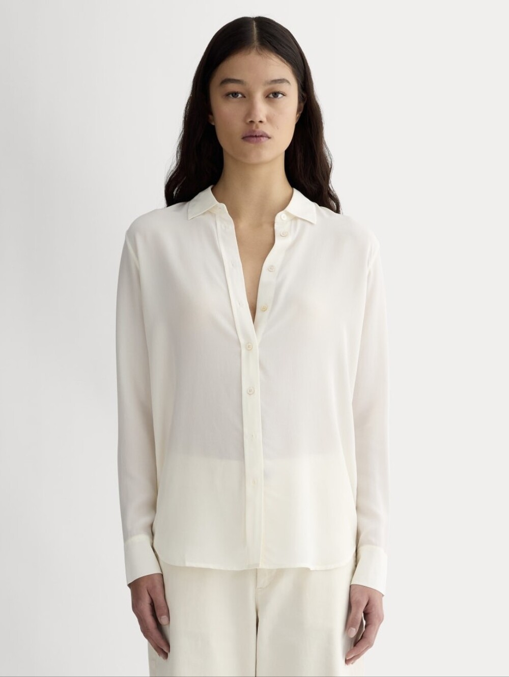 NWT Everlane Off-White Must-Have Shirt Blouse in Washable Silk - Size 0